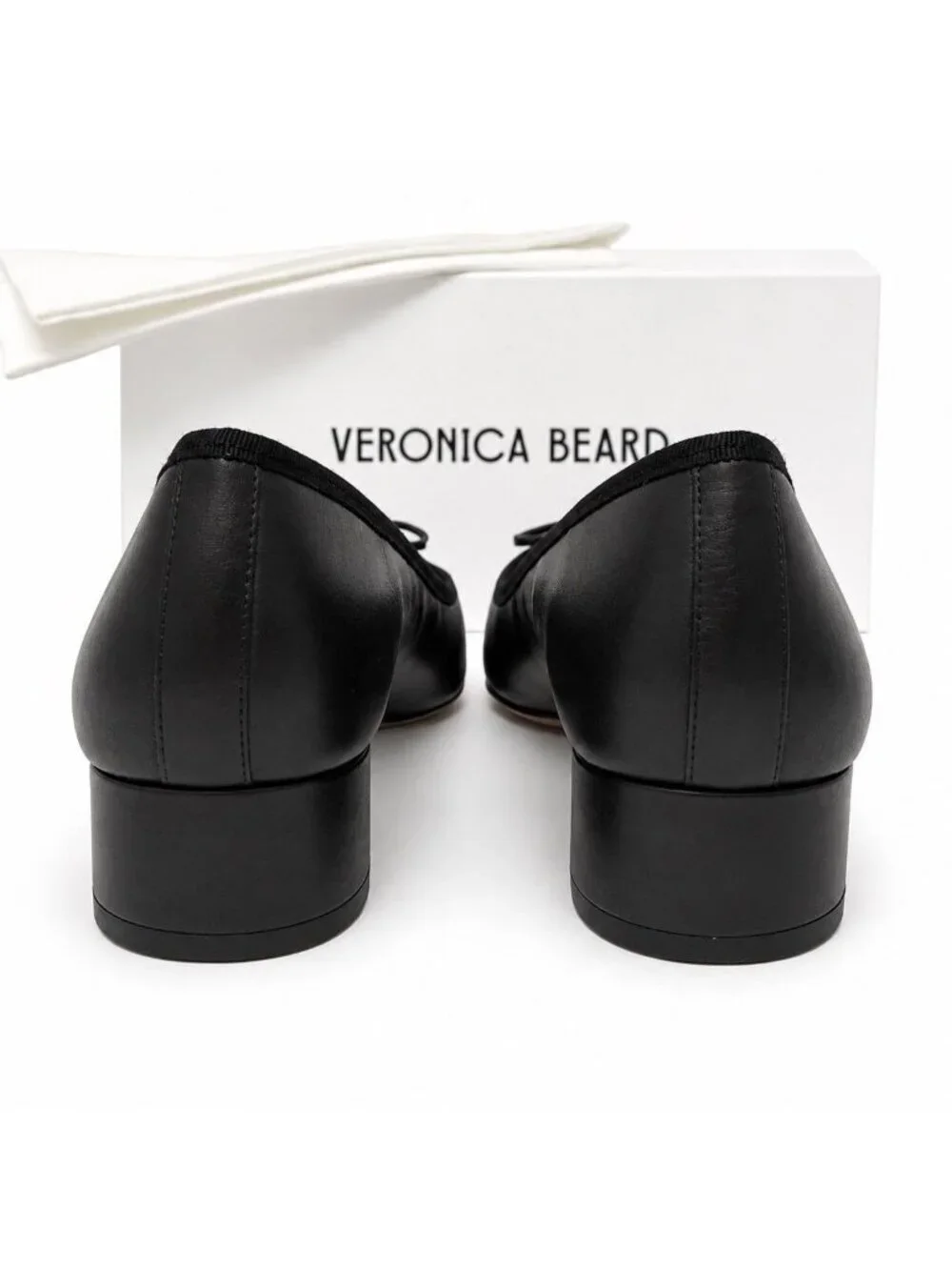 Veronica Beard Cecile Ballet Pumps Black Leather Womens 10.5 M Snip Toe